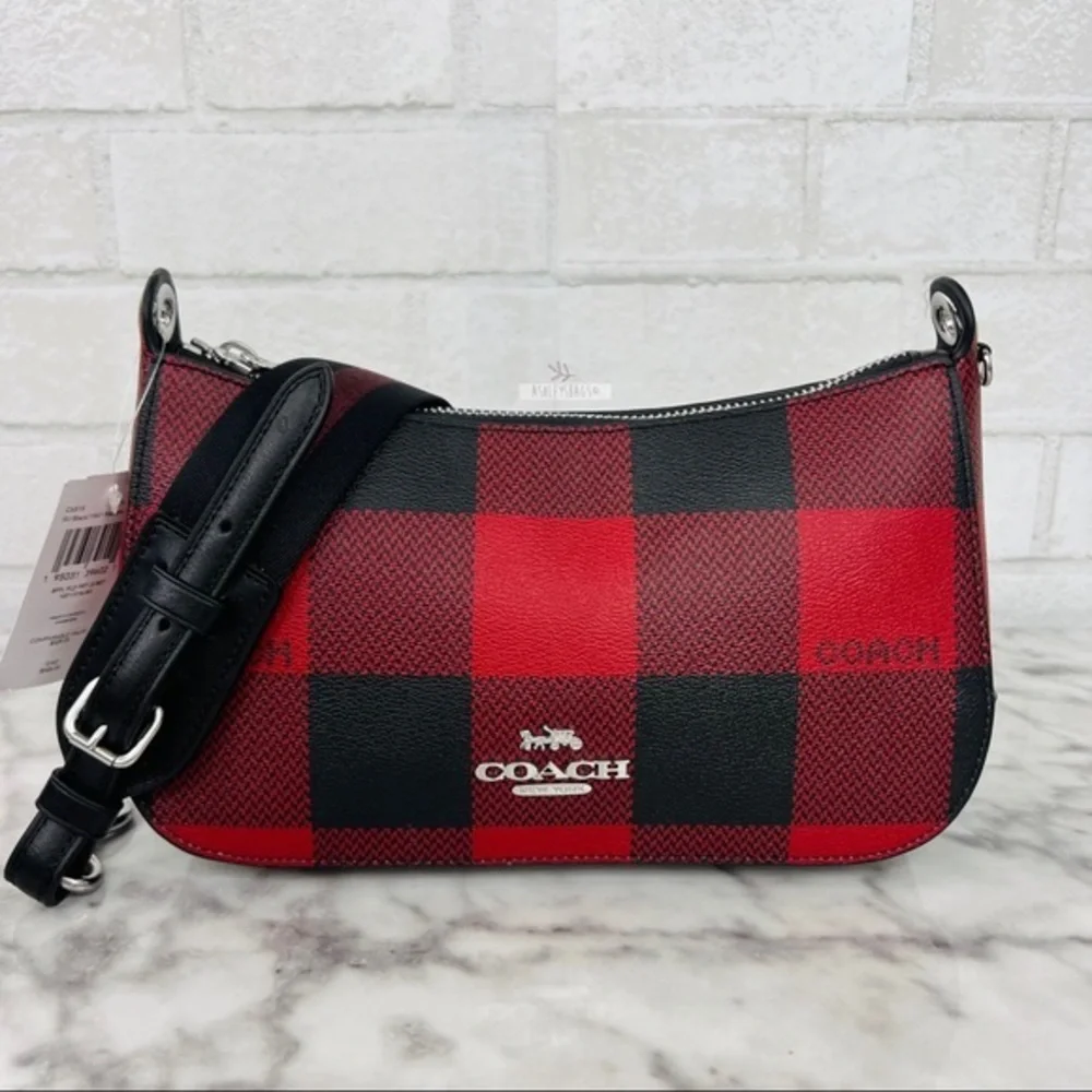 Coach Jes Baguette Crossbody With Buffalo Plaid Print - Picture 1 of 10